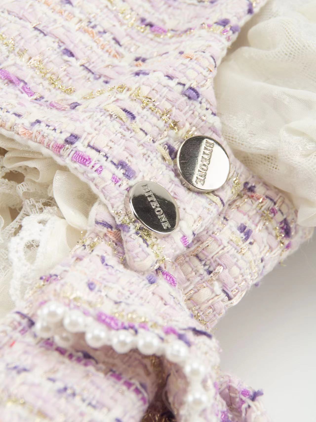 Elegant Tweed Pearl Button Jacket