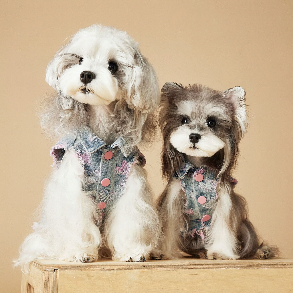 Heart Denim Vest Sleeveless Dog Jacket