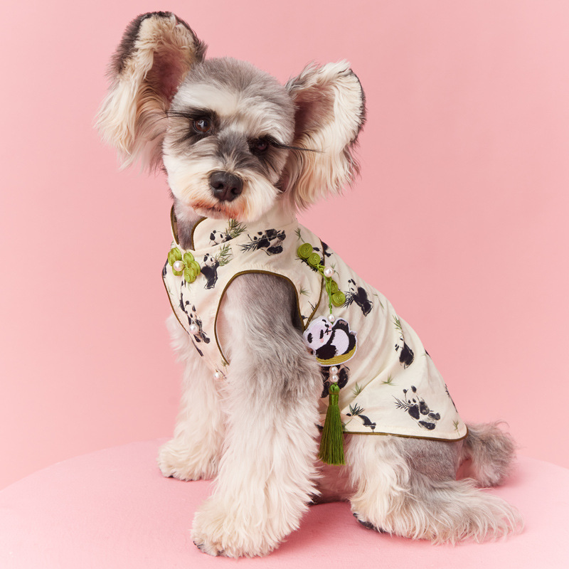 Panda print cheongsam dog dress