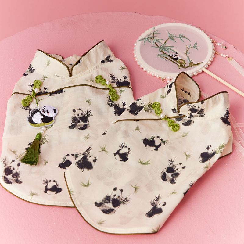 Panda print cheongsam dog dress