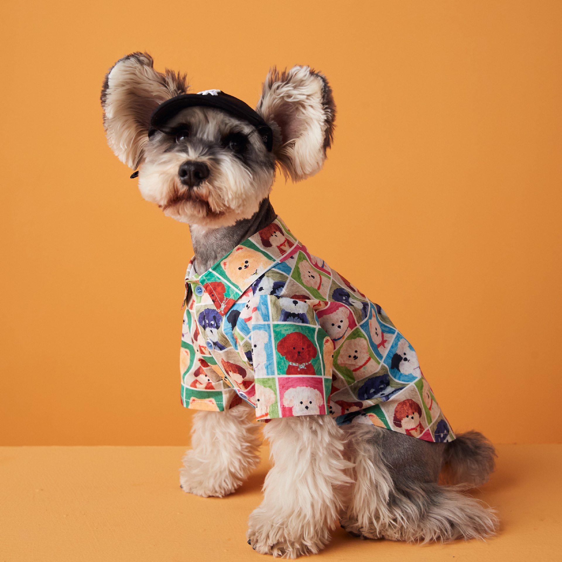 Colorful Cartoon Pup Print Shirt