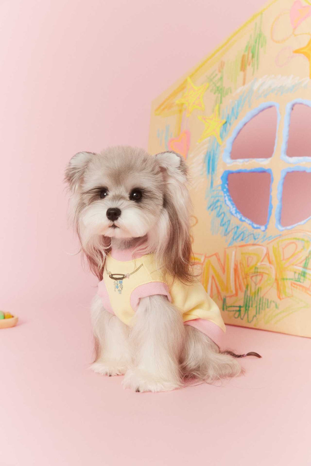 Cute Star Patch Sweatshirt for Dogs Yellow Pink