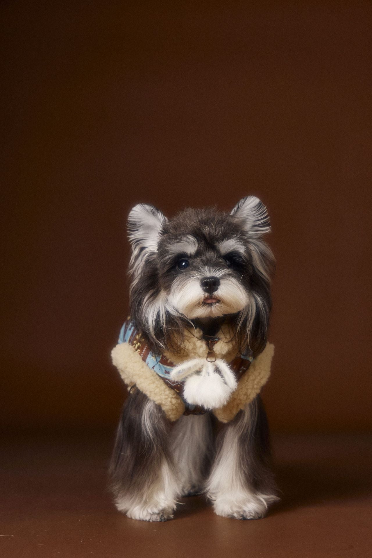 Fair Isle Reindeer Puffer Vest Warm Fleece Dog Winter Jacket