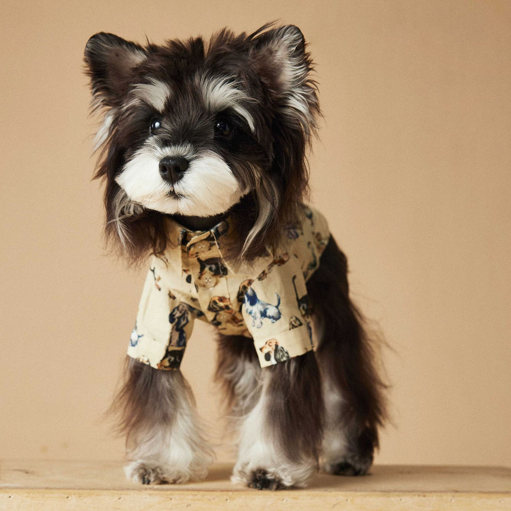 Vintage Dog Print Cotton Shirt