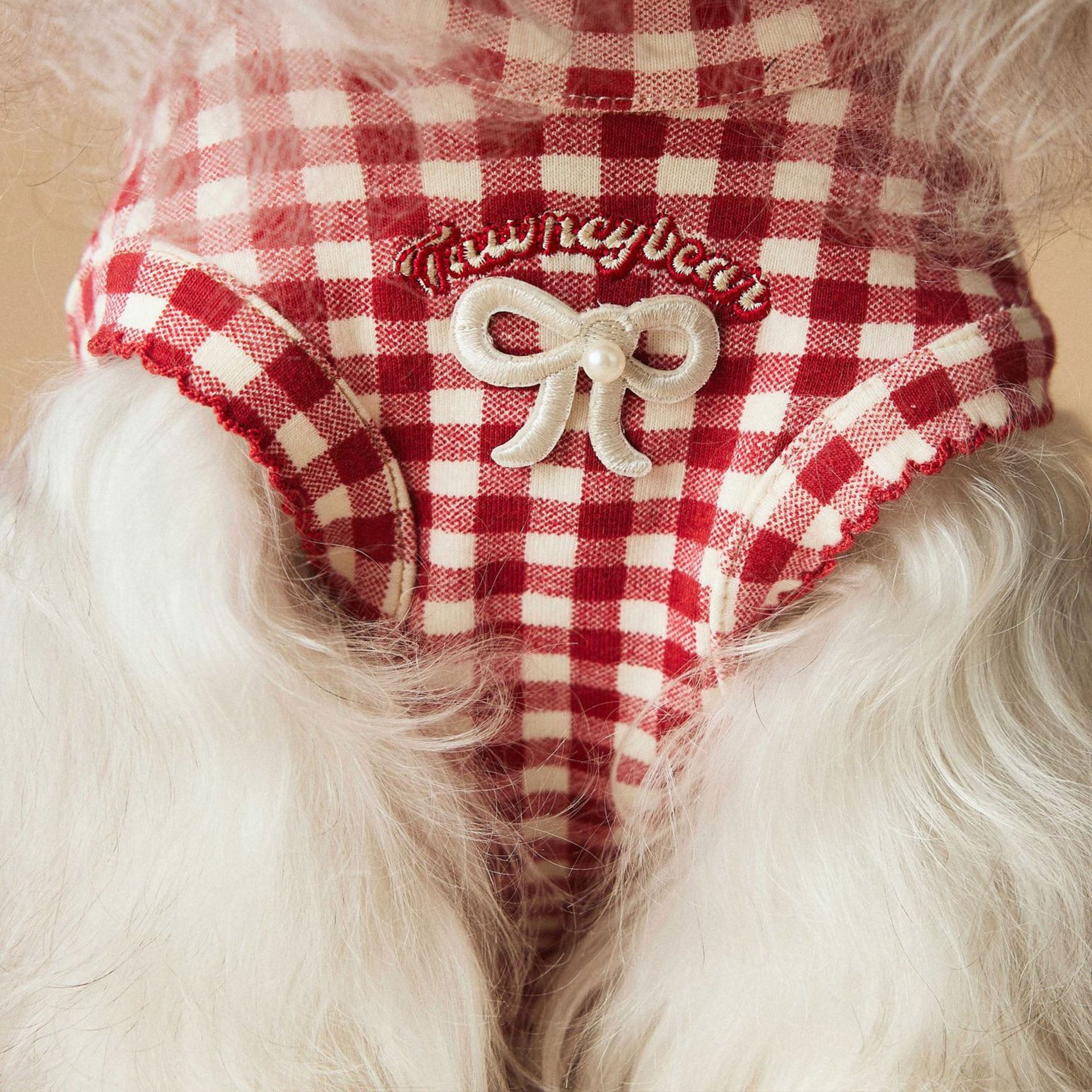 Red Gingham Bear Patch Dog Vest