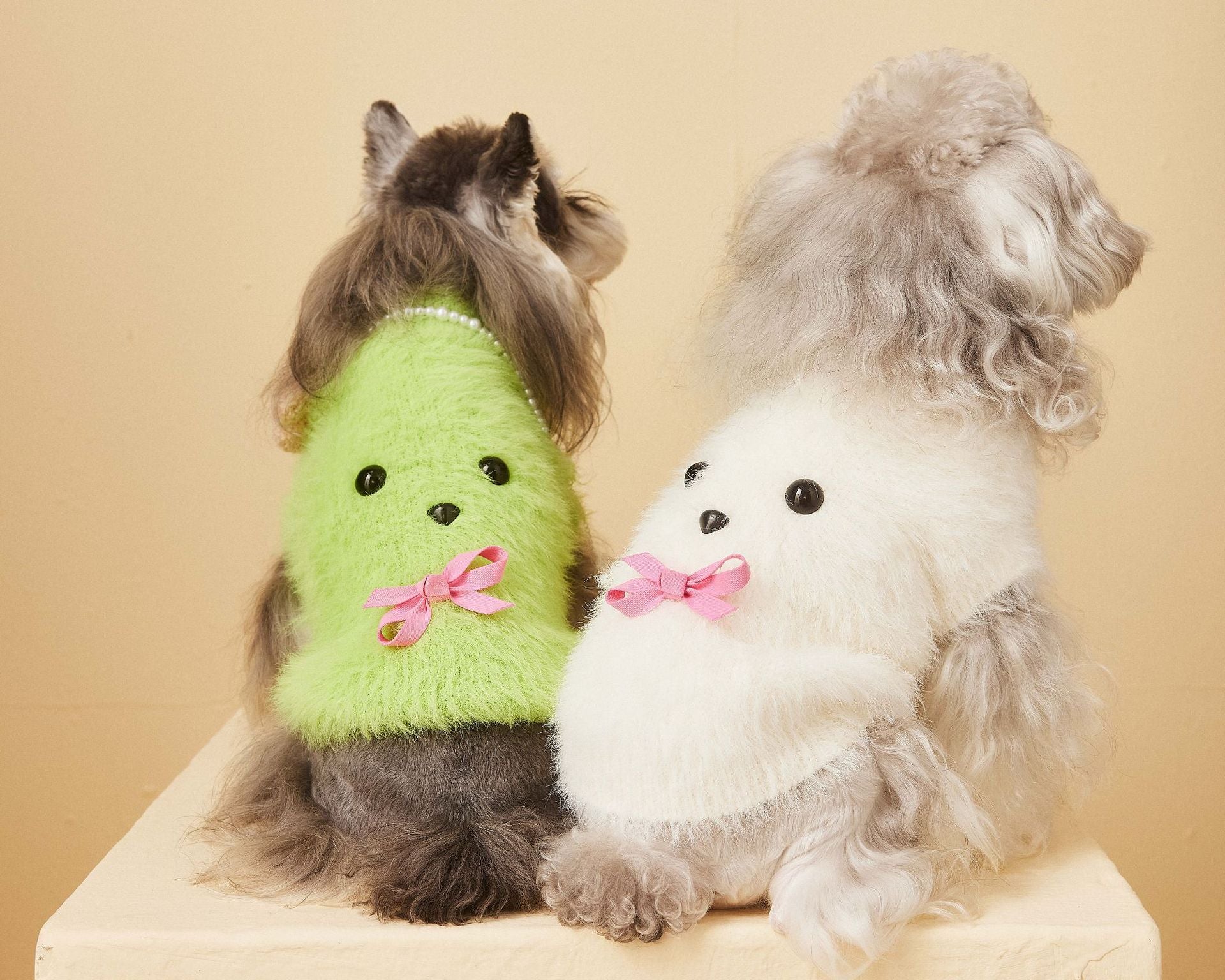 Fluffy Knit Dog Vest with Teddy Face