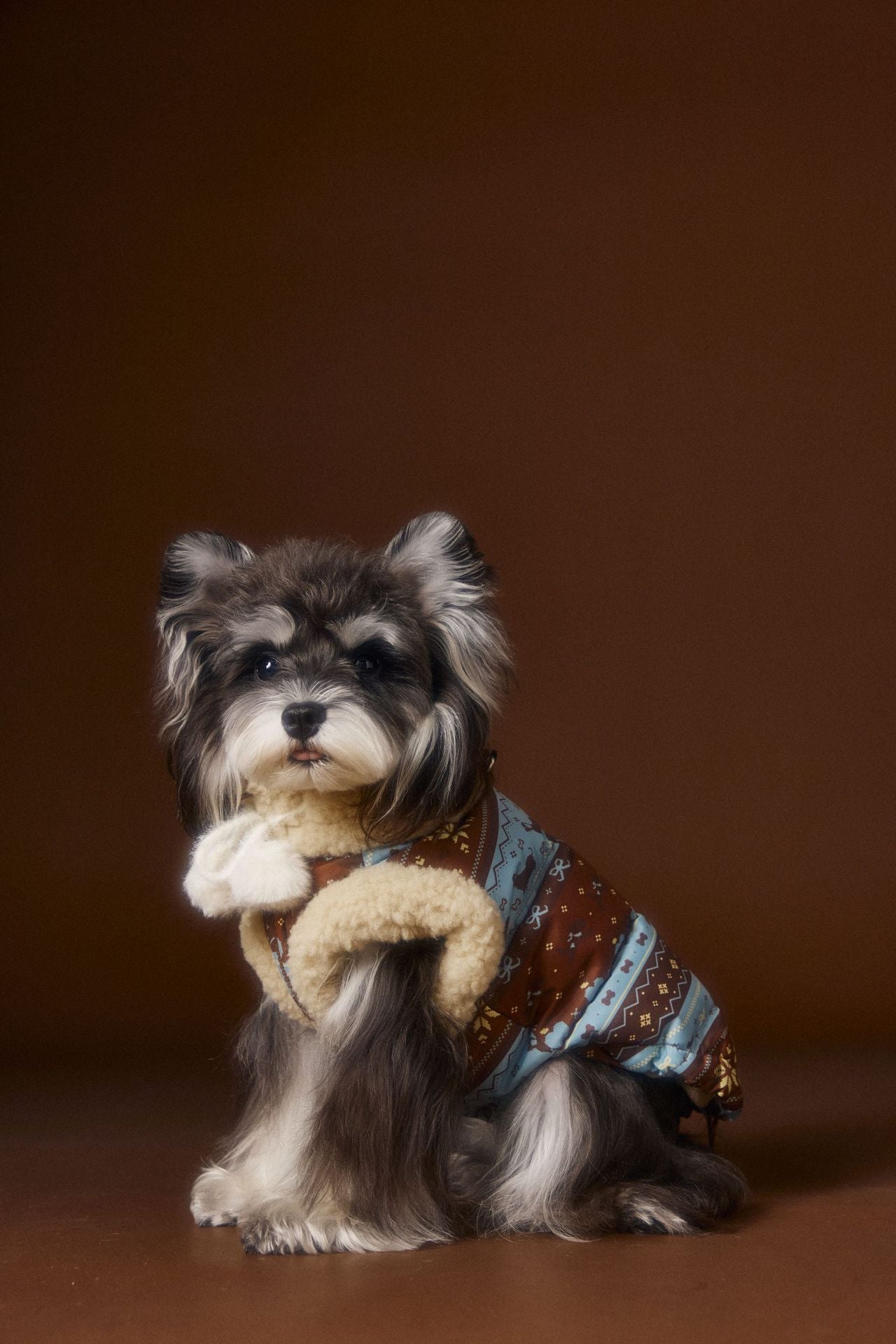 Fair Isle Reindeer Puffer Vest Warm Fleece Dog Winter Jacket