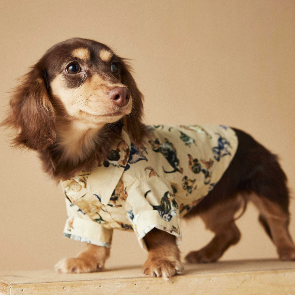 Vintage Dog Print Cotton Shirt