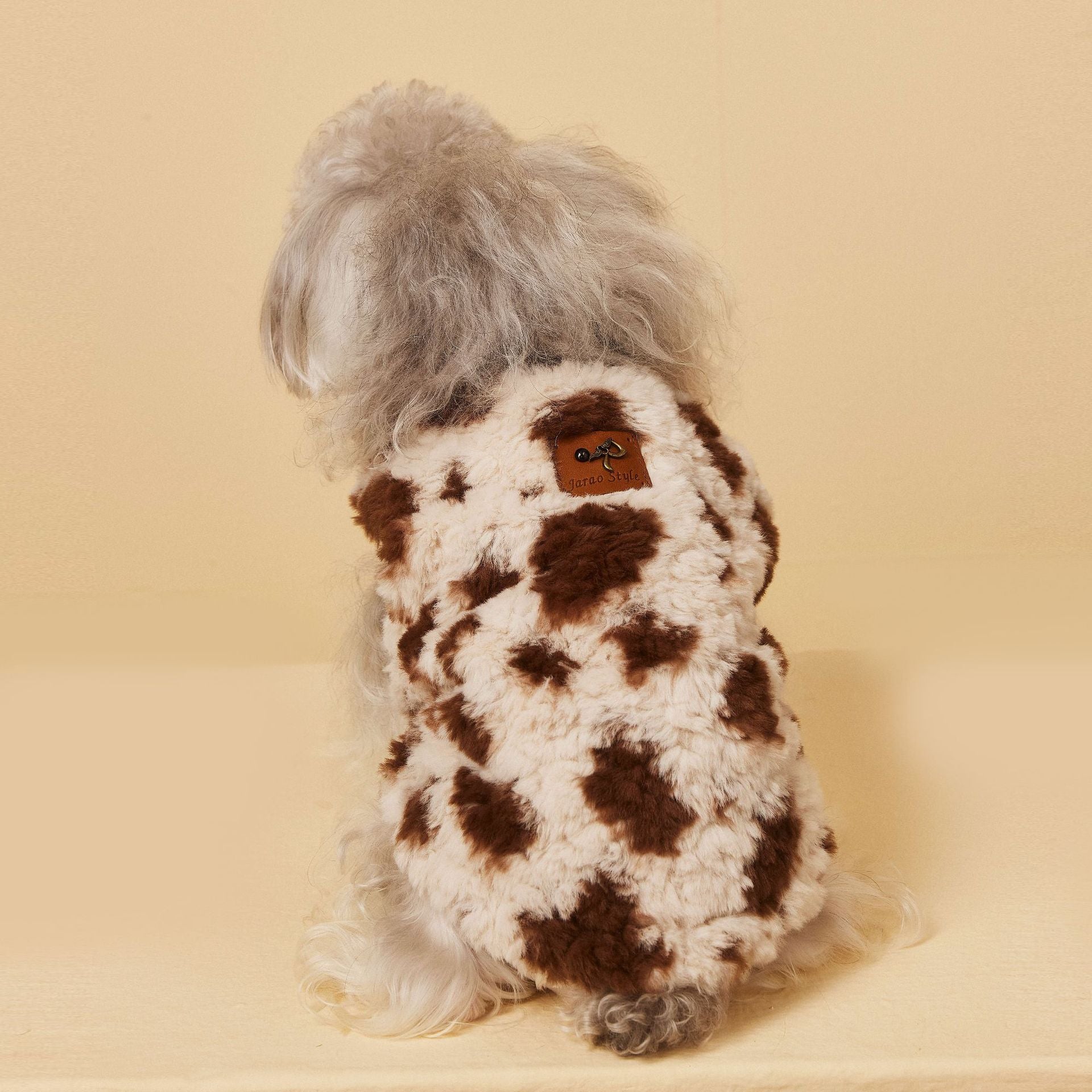 Mocha Cow-Print Fuzzy Vest