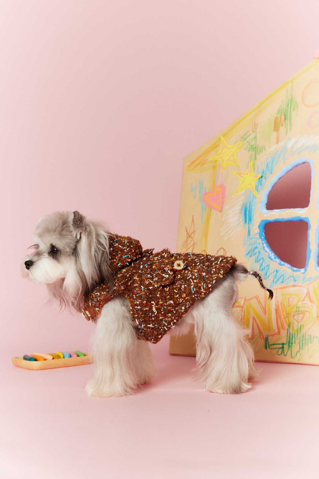 Confetti Tweed Toggle Hooded Dog Vest