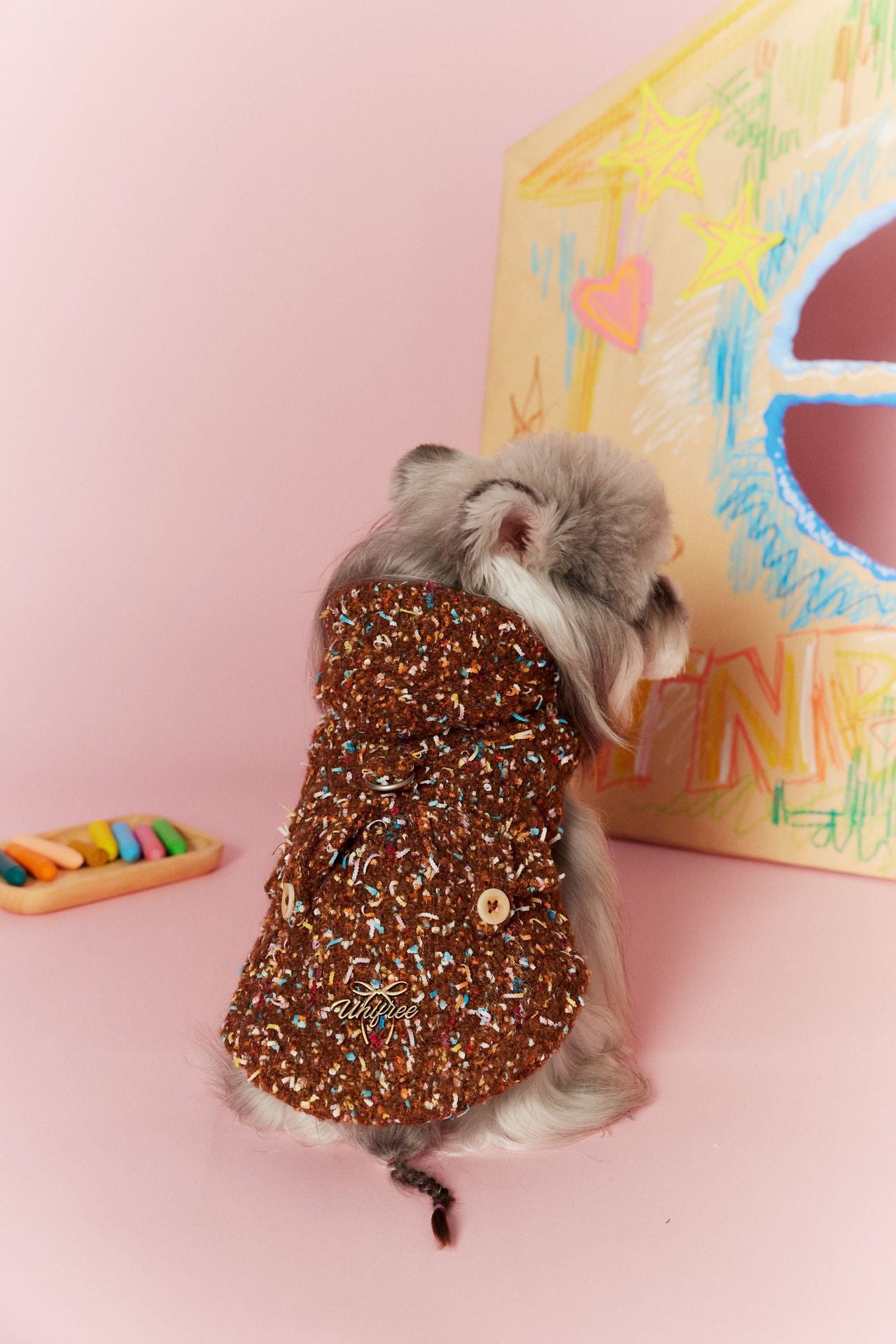 Confetti Tweed Toggle Hooded Dog Vest
