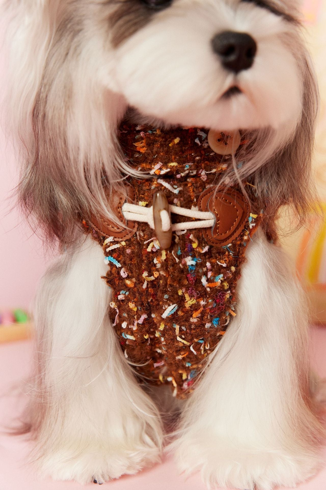 Confetti Tweed Toggle Hooded Dog Vest
