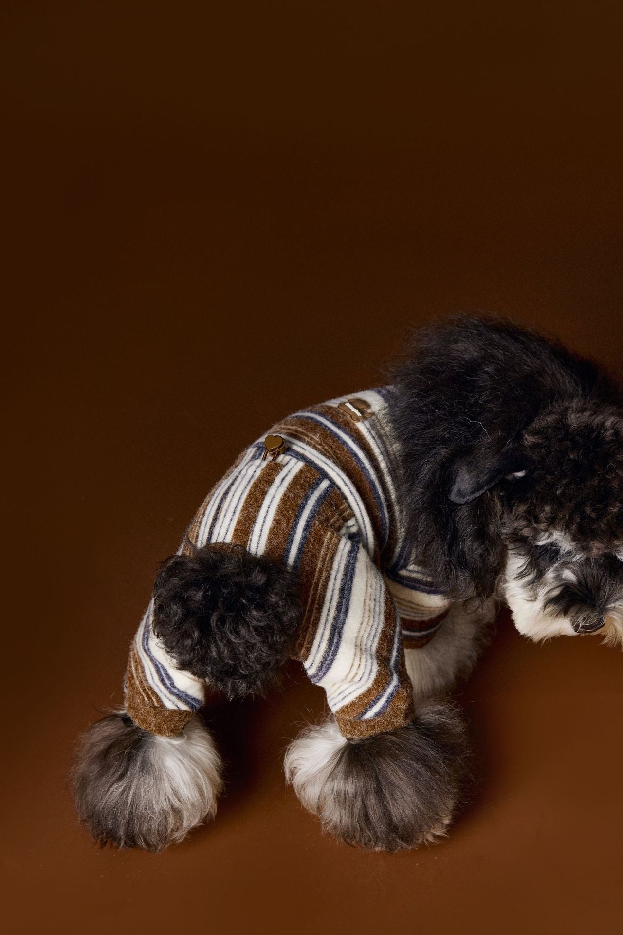 Retro Fuzzy Striped Four-Leg Suit