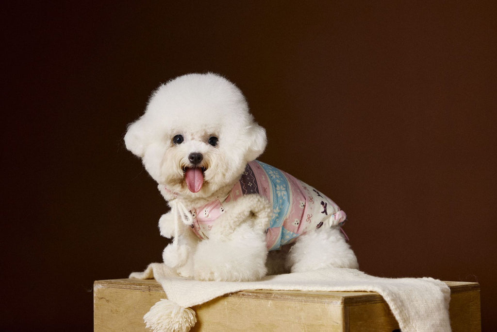 Fair Isle Reindeer Puffer Vest Warm Fleece Dog Winter Jacket