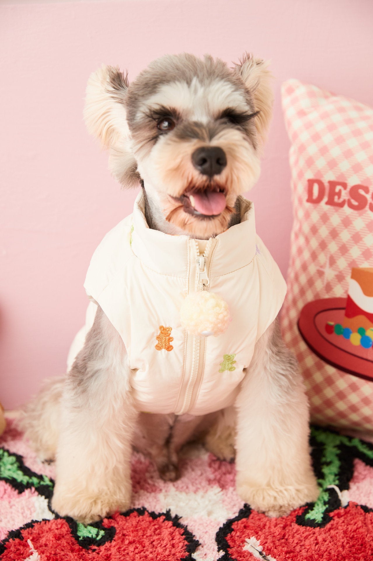 Cozy Teddy Embroidered Puffer Vest