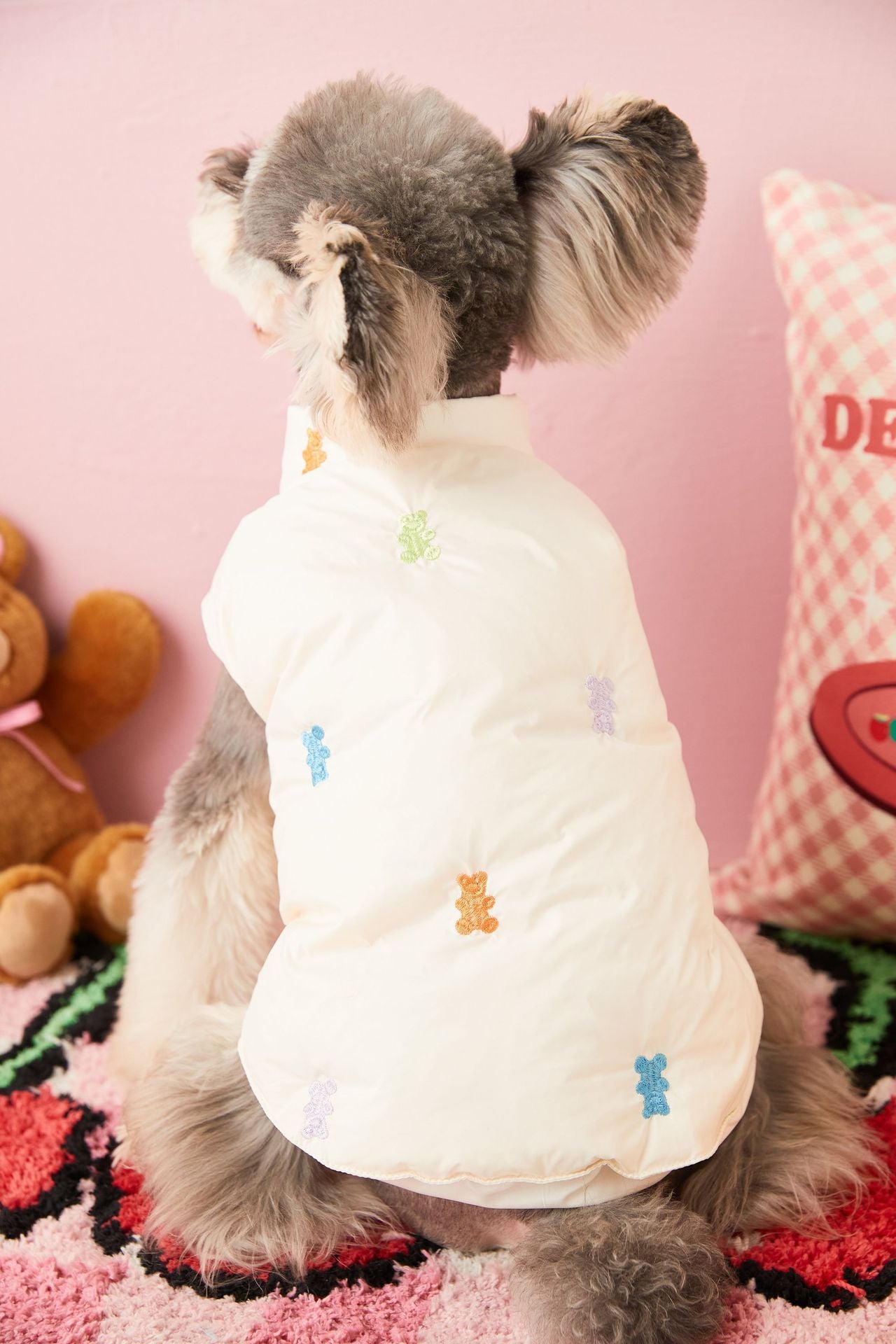 Cozy Teddy Embroidered Puffer Vest