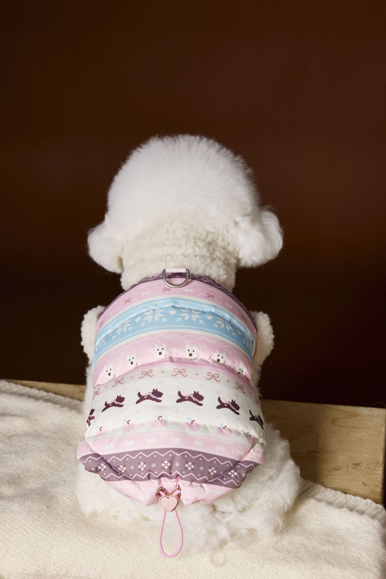 Fair Isle Reindeer Puffer Vest Warm Fleece Dog Winter Jacket
