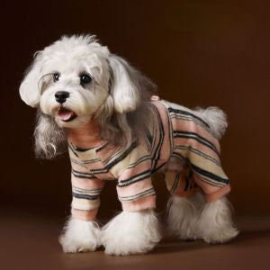 Retro Fuzzy Striped Four-Leg Suit
