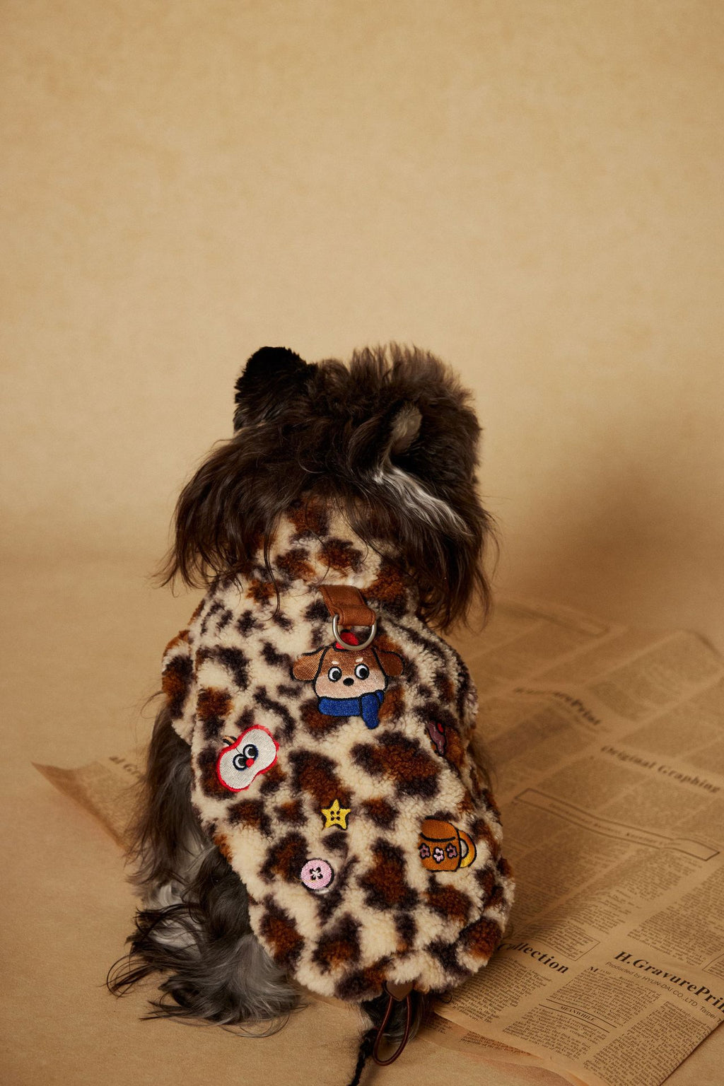 Retro Leopard Fleece Dog Vest