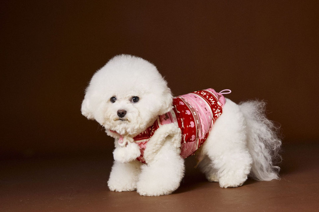Fair Isle Reindeer Puffer Vest Warm Fleece Dog Winter Jacket