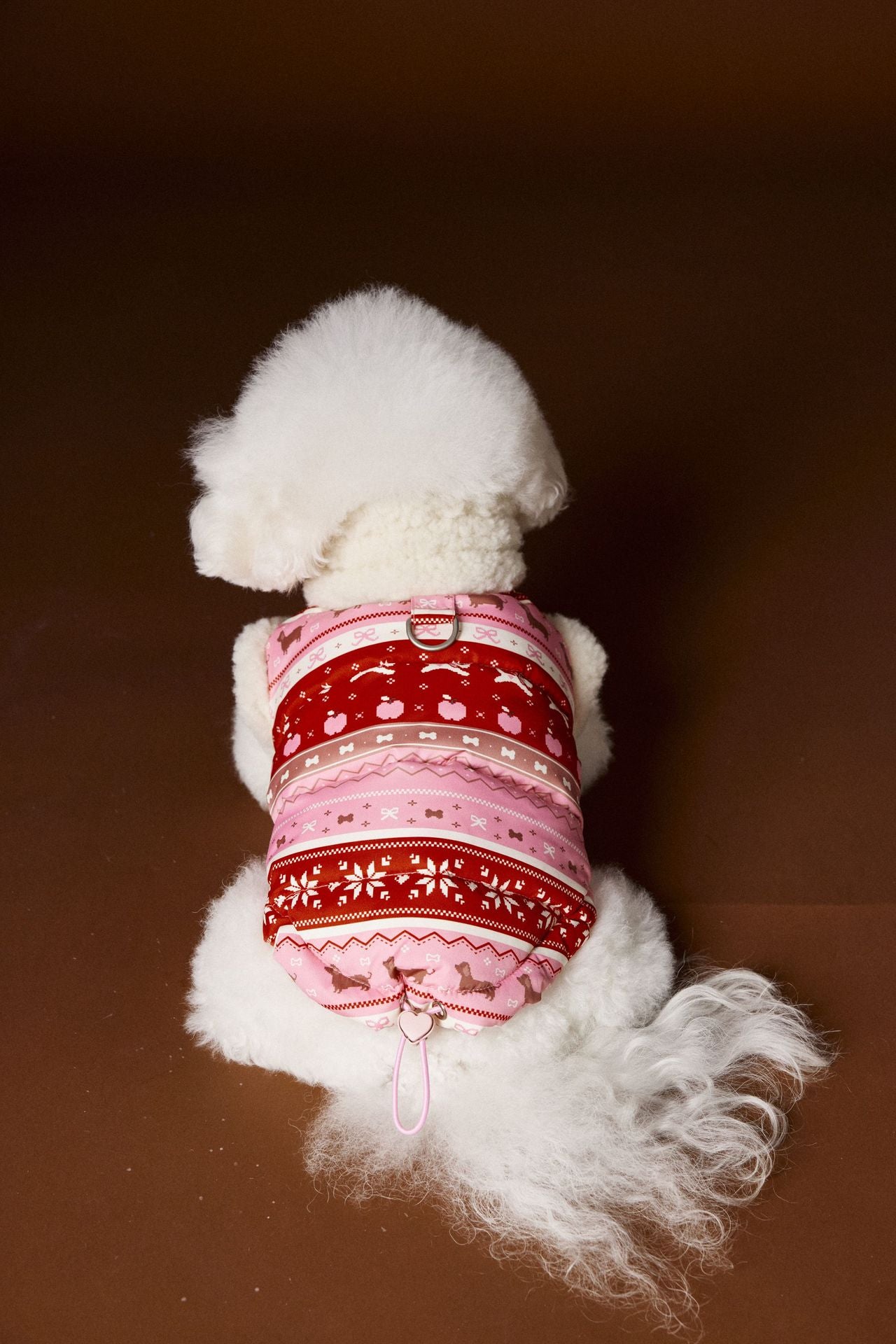 Fair Isle Reindeer Puffer Vest Warm Fleece Dog Winter Jacket