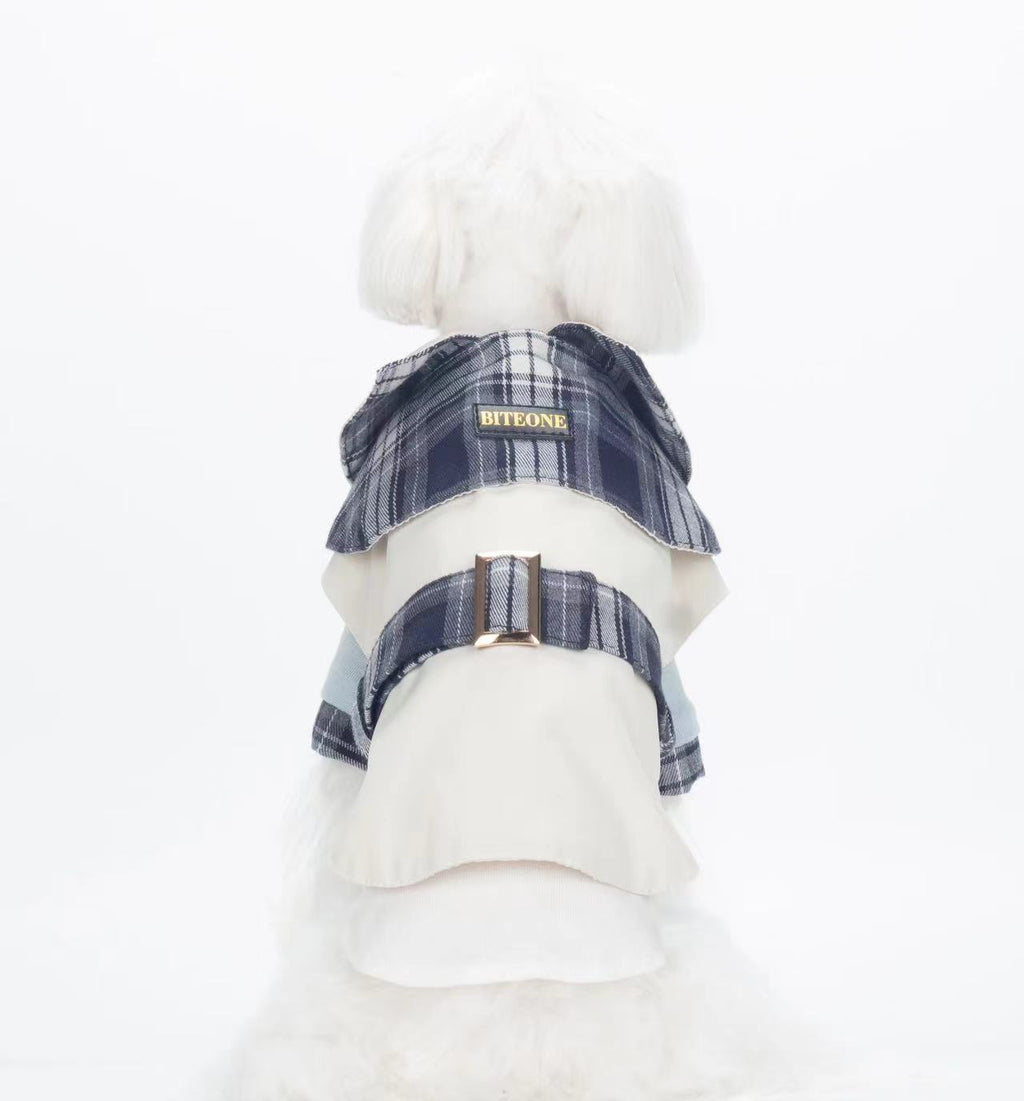 Plaid Trench Harness Jacket Dog Outfit