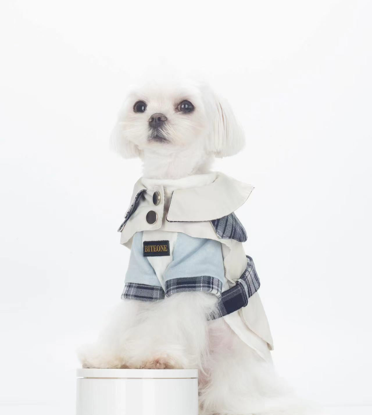 Plaid Trench Harness Jacket Dog Outfit